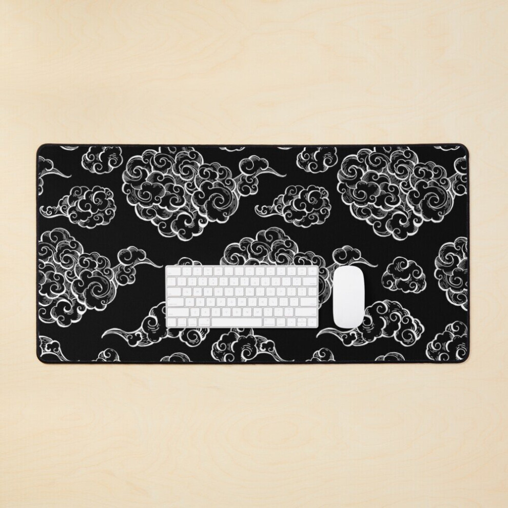 Desk Mat Japanese Wind Clouds Pattern Large Gaming Mouse Pad 35X16 Inch 7802738309850