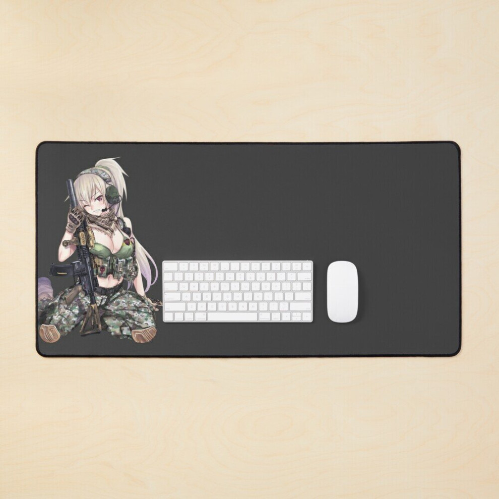 Desk Mat Ecchi Military Large Gaming Mouse Pad 35X16 Inch 7802738325355