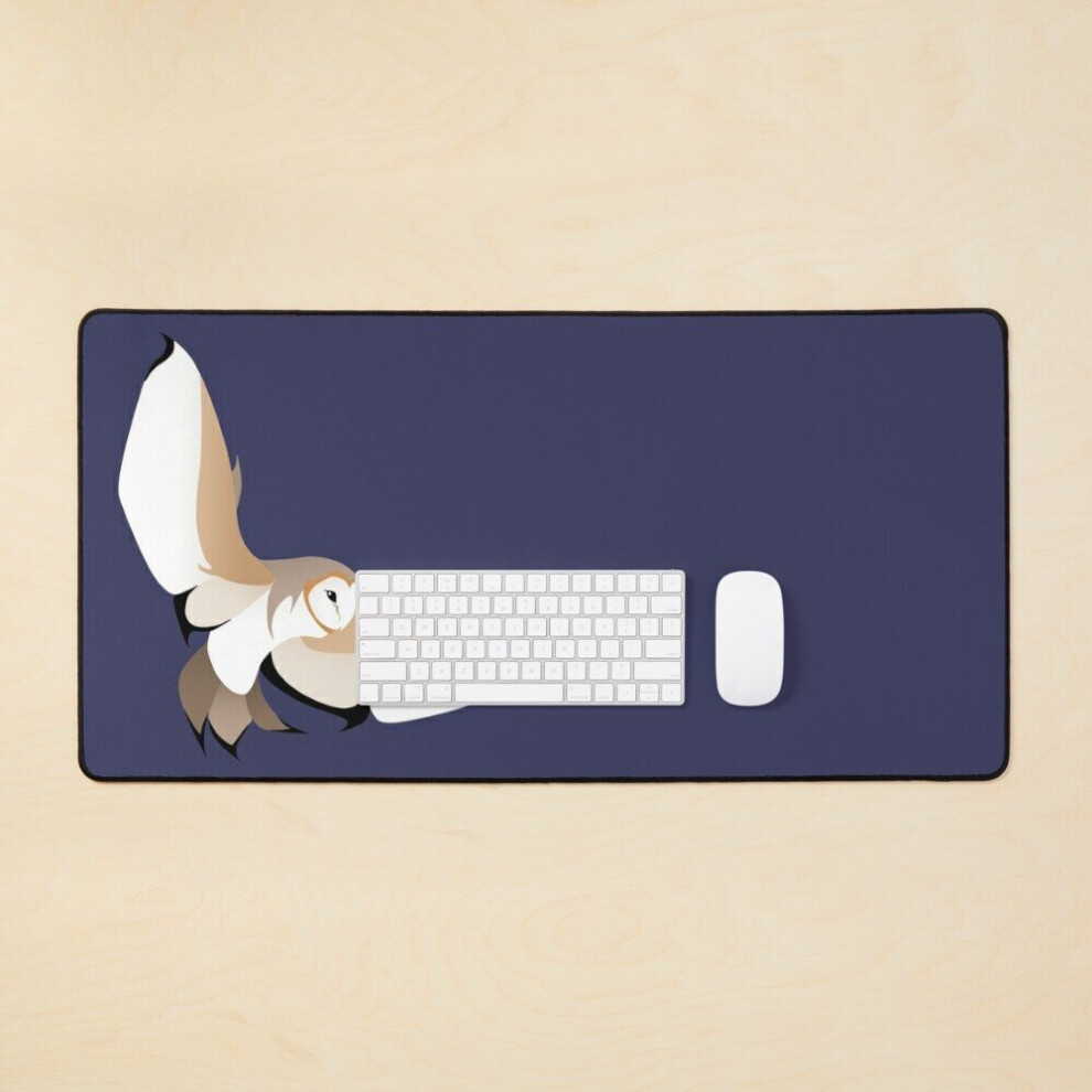 Desk Mat Owl In Flight In Navy Large Gaming Mouse Pad 35X16 Inch 7802738369595