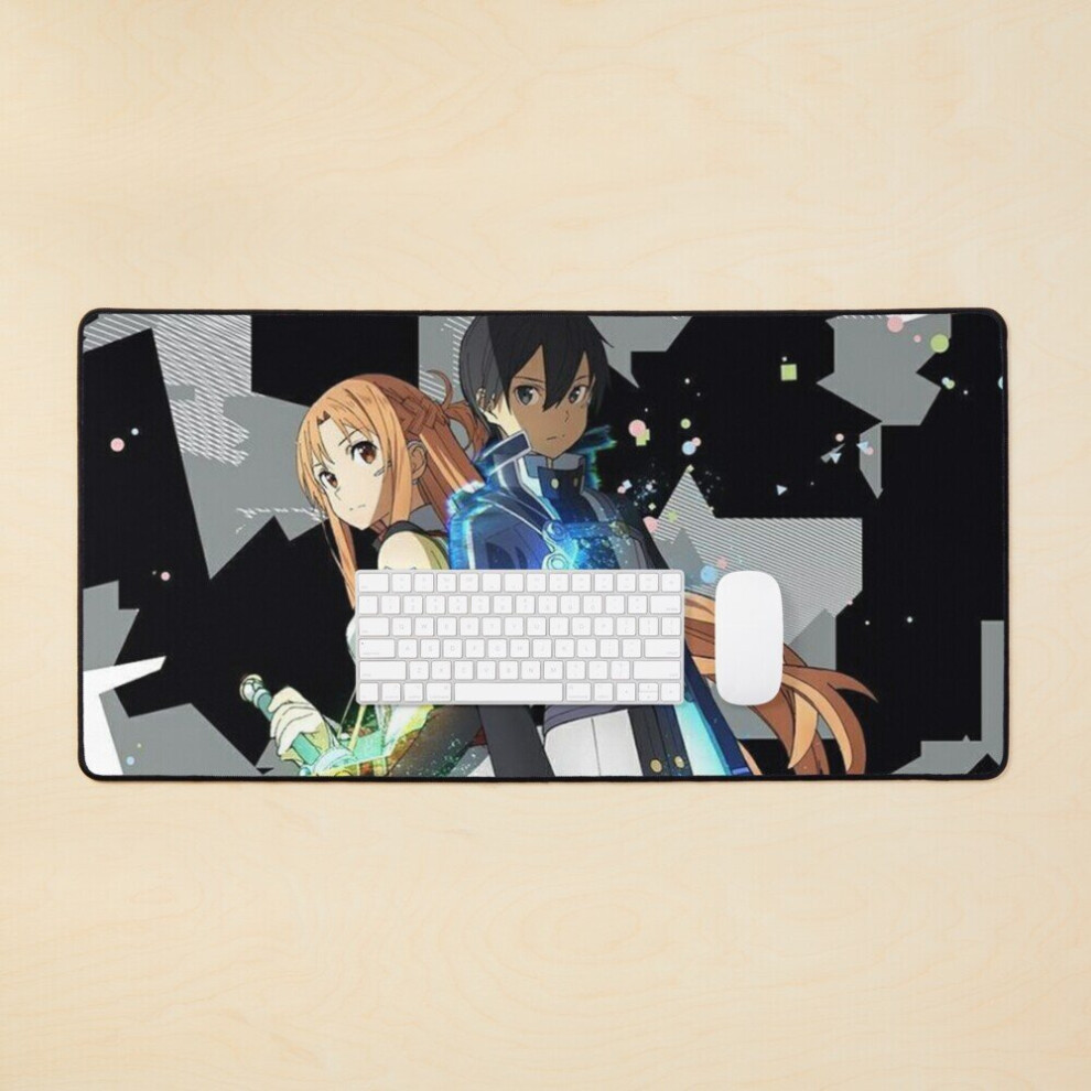 Desk Mat Kirito And Asuna Sweet Photo Large Gaming Mouse Pad 35X16 Inch 7802738410532