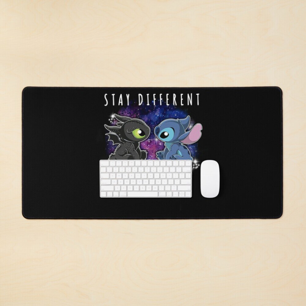 Desk Mat Toothless And Stitch Stay Different Stay Weird For Men Women Best Women- 90S Large Gaming Mouse Pad 35X16 Inch 7802738344332