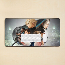 Final Fantasy VII Remake Large Desk Mat - 35.5 x 16 in Extended Mouse Pad with Non-Slip Rubber Base & Stitched Edges