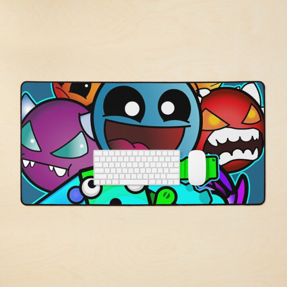 Desk Mat Geometry Dash Old School Gaming Large Gaming Mouse Pad 35X16 Inch 7802738403640