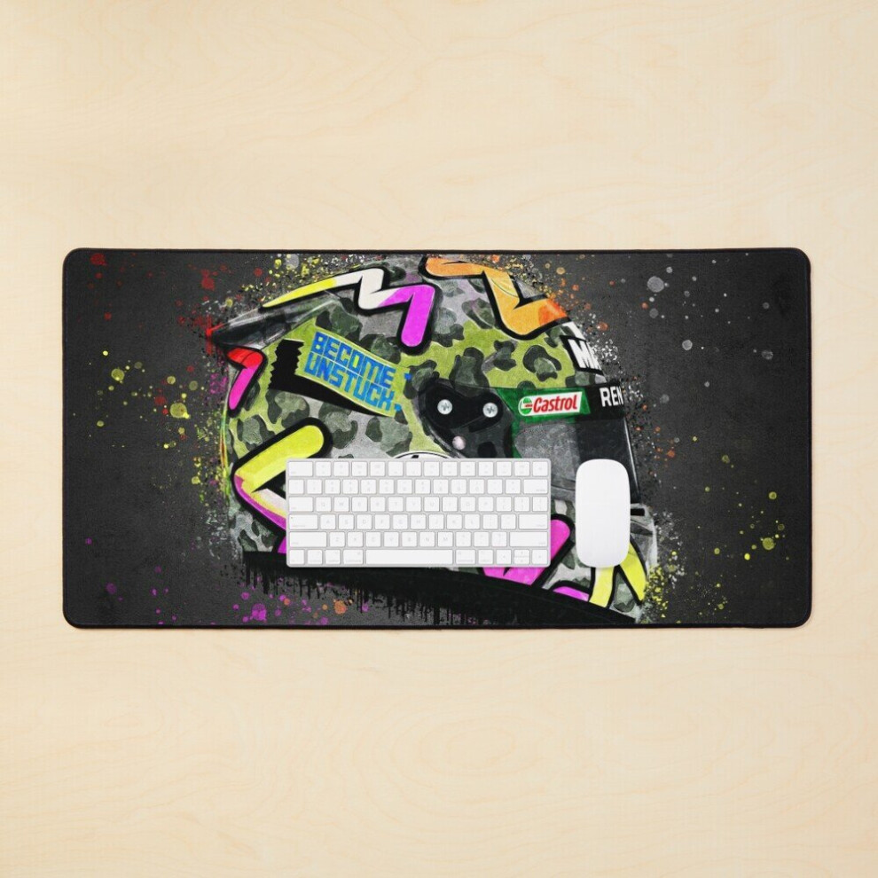 Desk Mat Daniel Ricciardo - 2020 Splatter Art Helmet Large Gaming Mouse Pad 35X16 Inch 7802738372458
