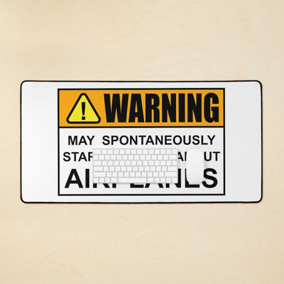 Desk Mat Warning: May Spontaneously Talk About Airplanes Large Gaming Mouse Pad 35X16 Inch 7802738376906