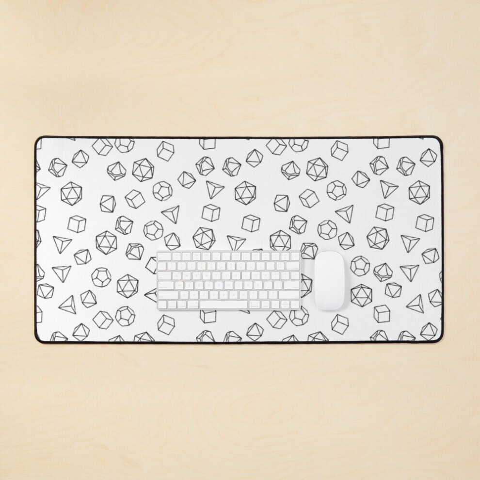 Desk Mat Dnd Dice On Pattern Large Gaming Mouse Pad 35X16 Inch Black/White 7802738334944
