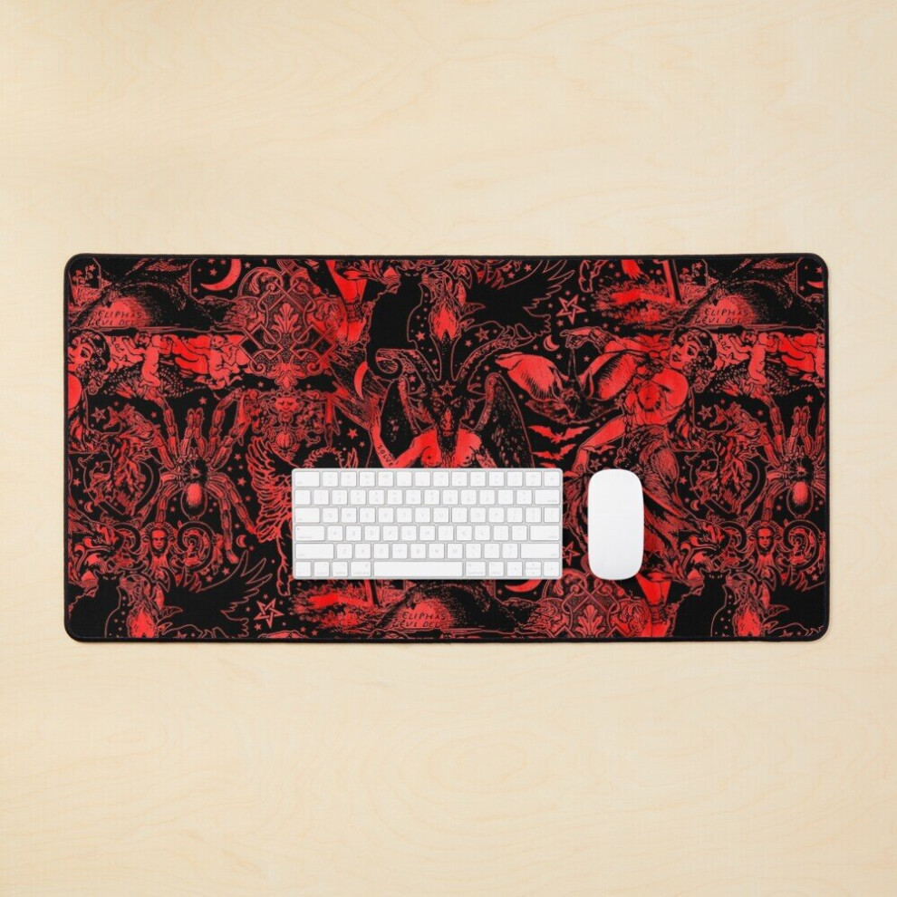 Desk Mat Baphomet Occult Devil By Moose Disco Large Gaming Mouse Pad 35X16 Inch Red 7802738400861