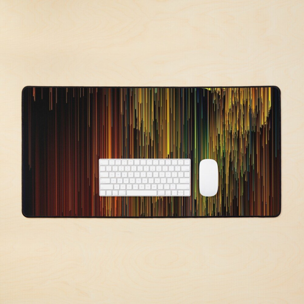 Desk Mat Rainbow Rain Glitches - Pixel Art Large Gaming Mouse Pad 35X16 Inch 7802738343410