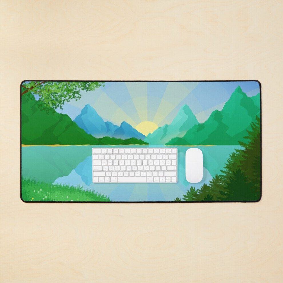 Desk Mat Emerald Lake Sunrise Large Gaming Mouse Pad 35X16 Inch 7802738382242