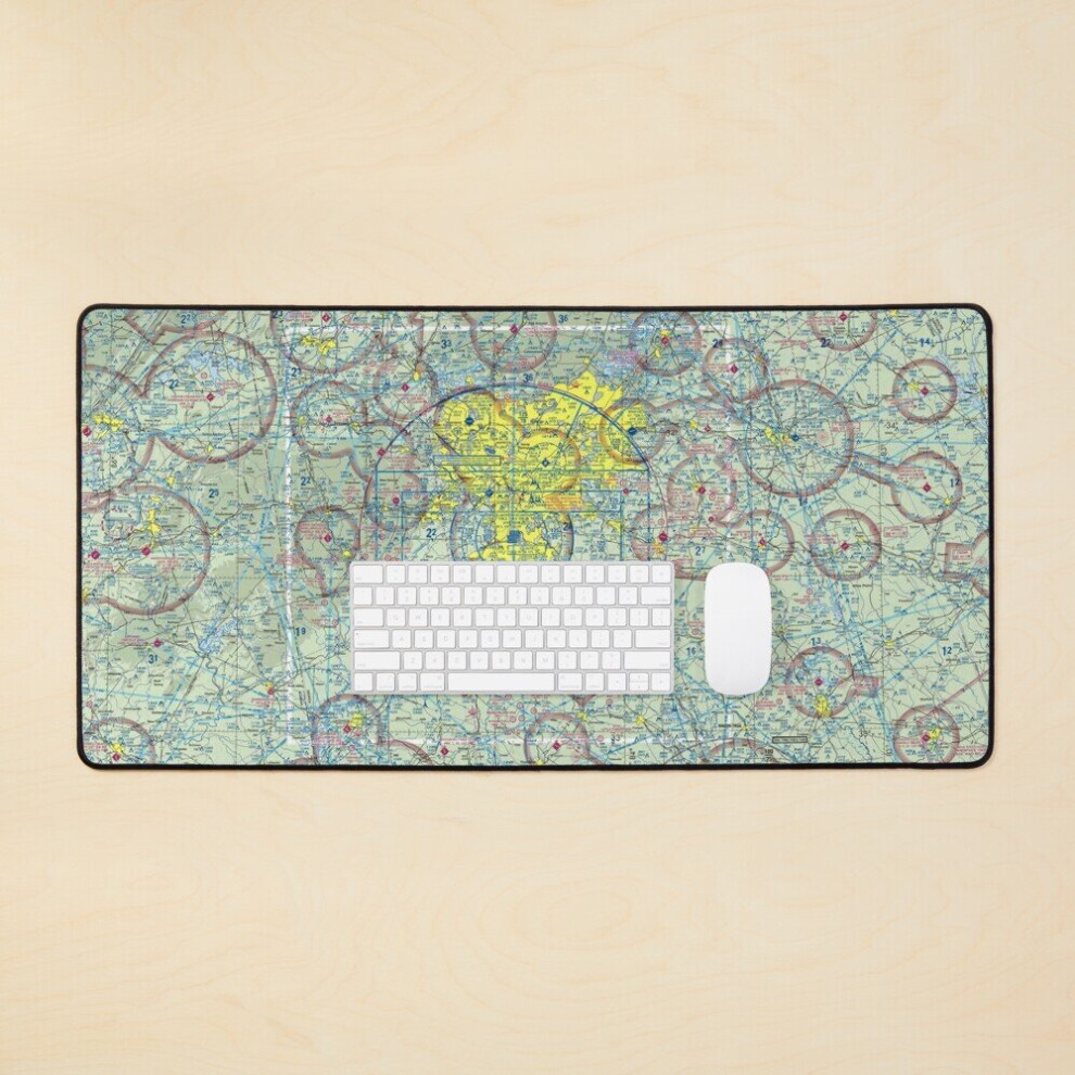 Desk Mat Atlanta Atl Sectional Aeronautical Chart Pilot Design Large Gaming Mouse Pad 35X16 Inch 7802738342529