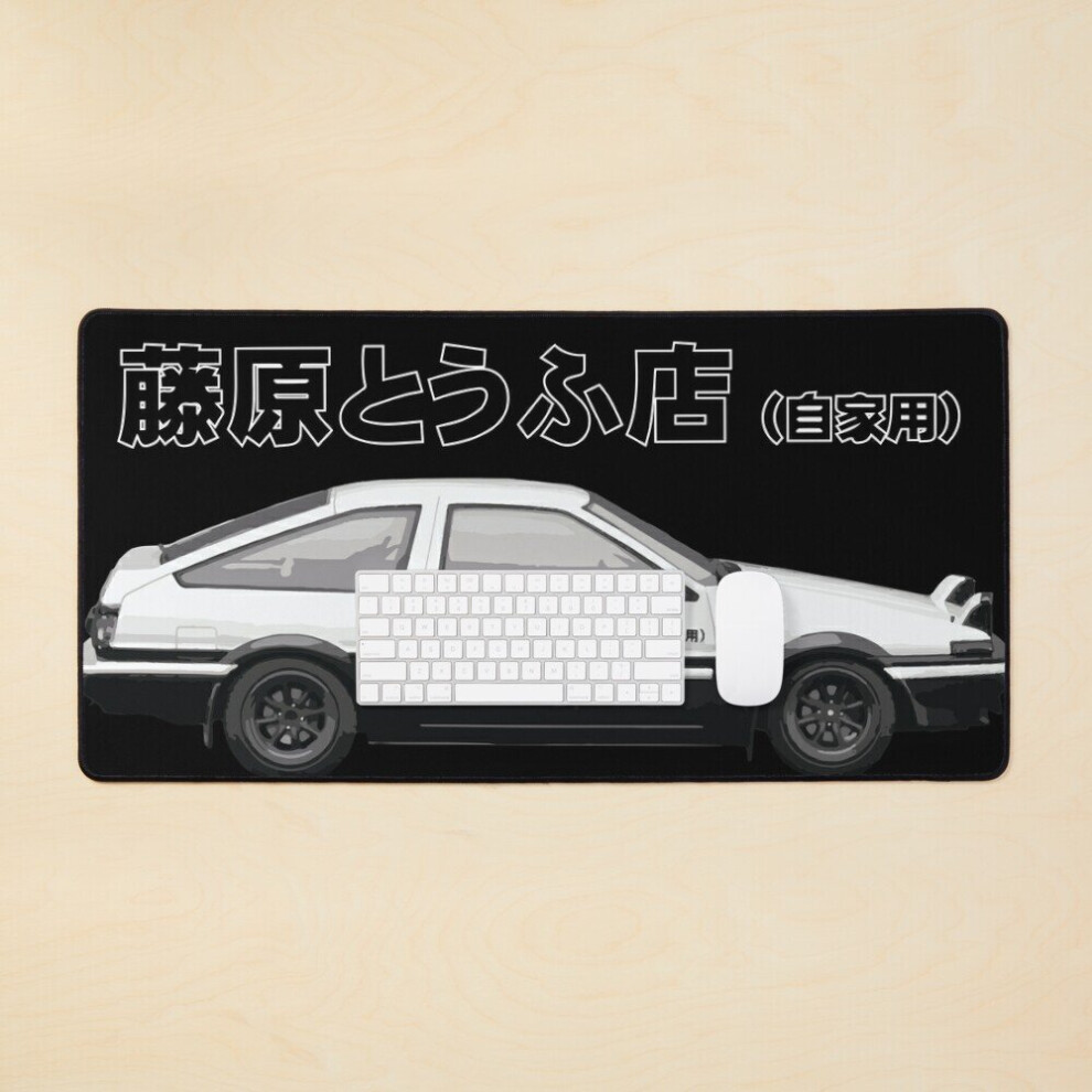 Desk Mat Initial D - Fujiwara Ae86 Tofu Delivery Truck Car Mountain Drift Racing Tandem Large Gaming Mouse Pad 35X16 Inch 7802738367546