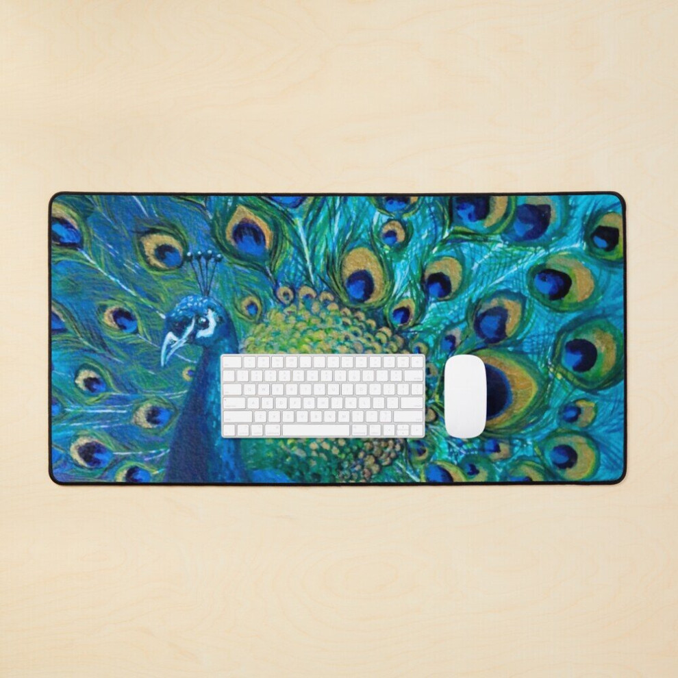 Desk Mat Peacock Full Glory 2 Large Gaming Mouse Pad 35X16 Inch 7802738350029