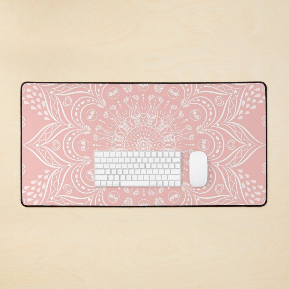 Desk Mat Boho Mandala Large Gaming Mouse Pad 35X16 Inch Light/Pink 7802738409277