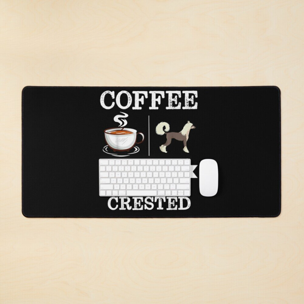 Desk Mat Coffee And Chinese Crested Cute Large Gaming Mouse Pad 35X16 Inch 7802738398427