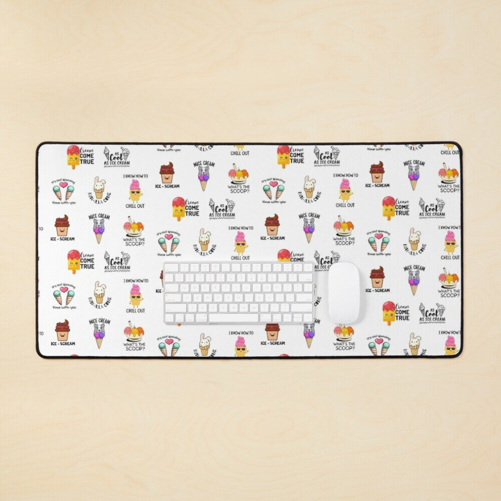 Desk Mat Ice Puns Pack Ice Puns Ice Gifts Ice Quotes Funny Funny Ice Puns Large Gaming Mouse Pad 35X16 Inch Cream 7802738346213