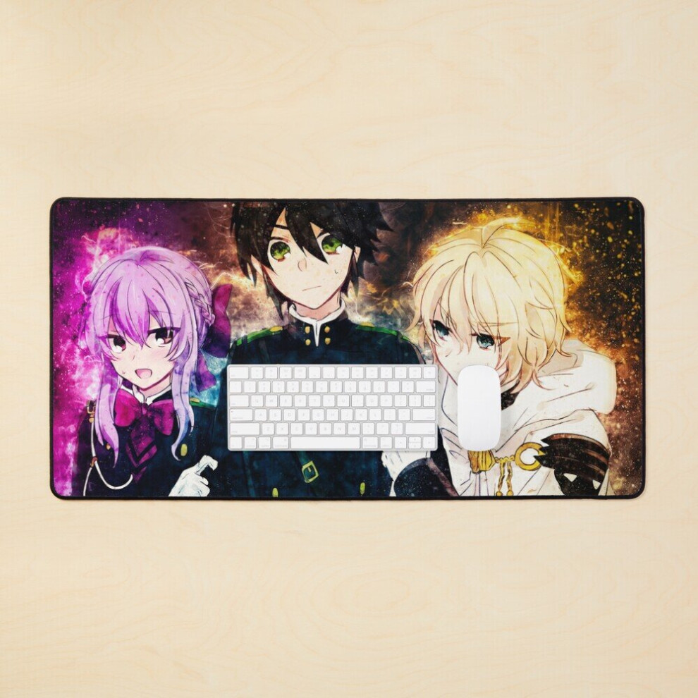 Desk Mat Hiiragi Shinoa Mikaela Hyakuya Hyakuya Yuuichirou Seraph Of The End Large Gaming Mouse Pad 35X16 Inch 7802738391985