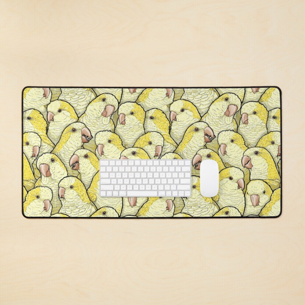 Desk Mat Lutino Quaker Monk Parakeets Large Gaming Mouse Pad 35X16 Inch Yellow 7802738343274