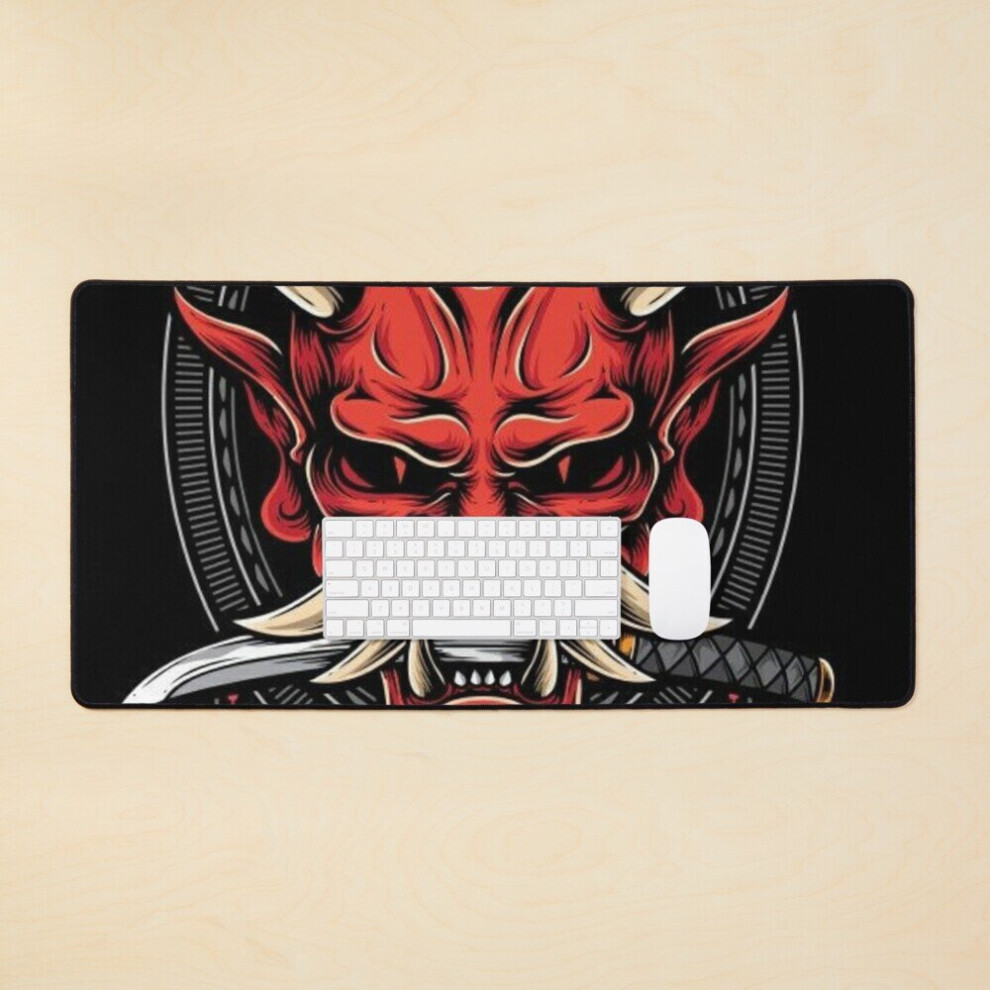 Desk Mat Oni Mask Japanese Culture Art M Byte Large Gaming Mouse Pad 35X16 Inch 7802738370782