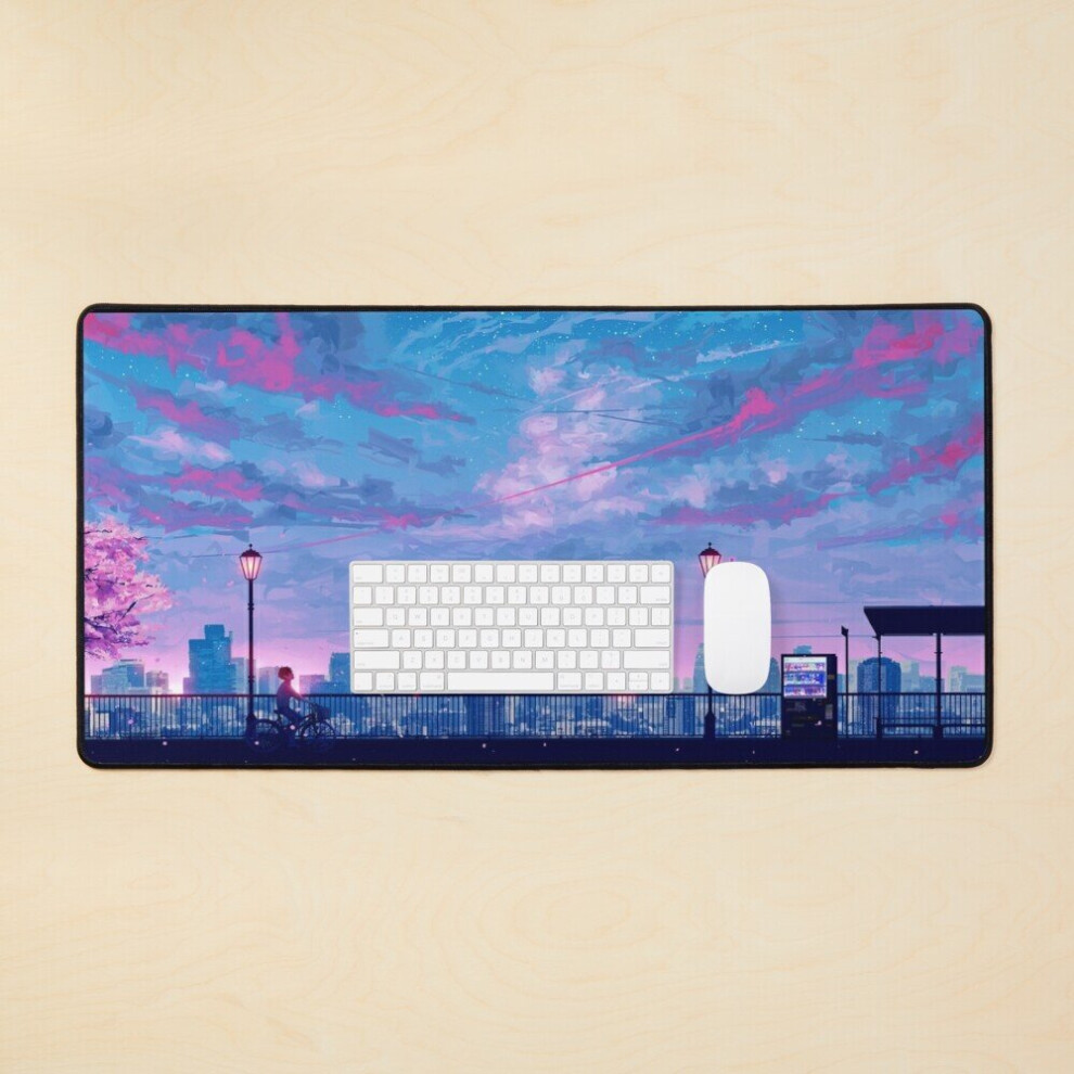 Bearlad Desk Mat City Desk Mat Large Gaming Mouse Pad 35X16 Inch Pink