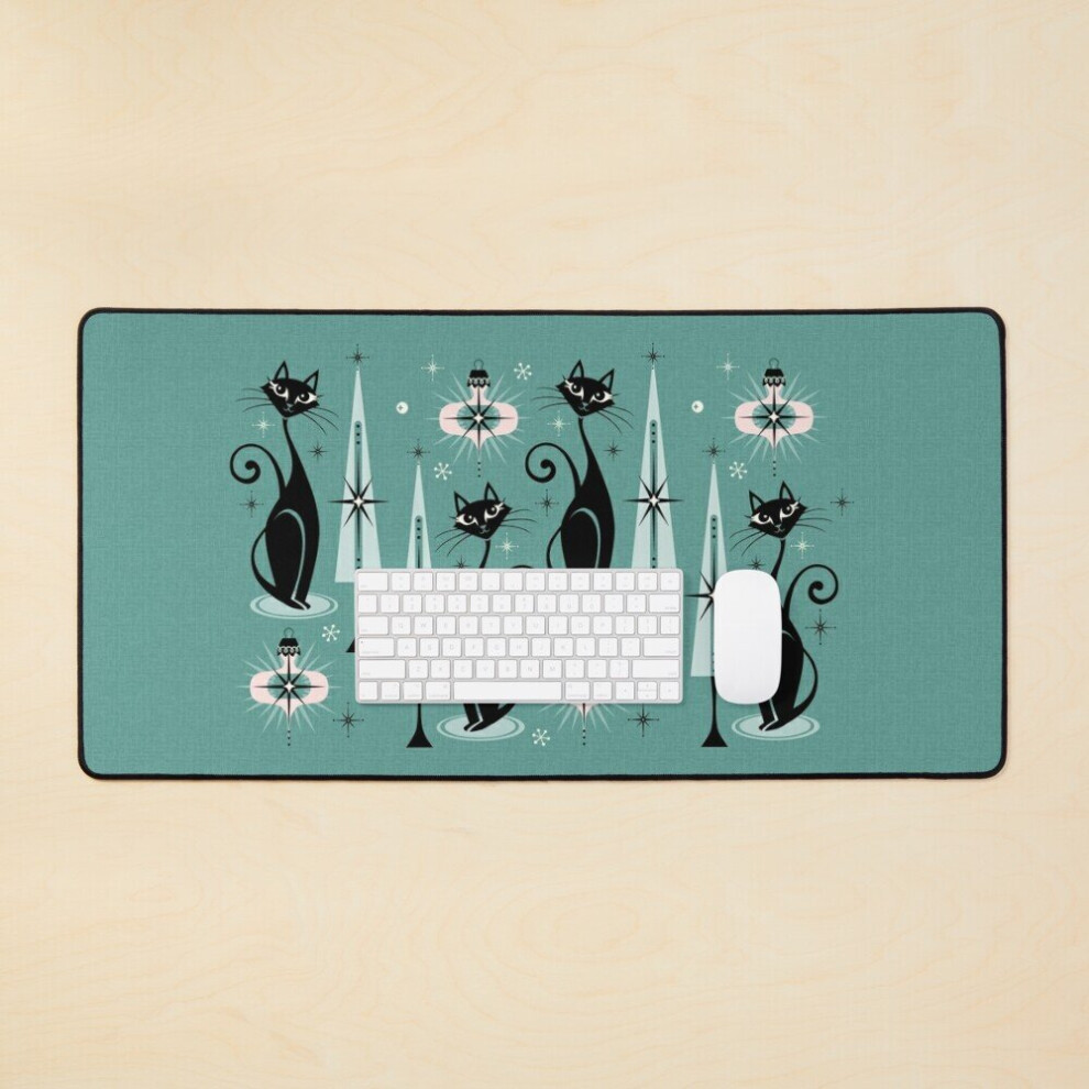 Desk Mat Mid Century Meow Atomic Kitty Christmas Studioxtine Large Gaming Mouse Pad 35X16 Inch 7802738320541