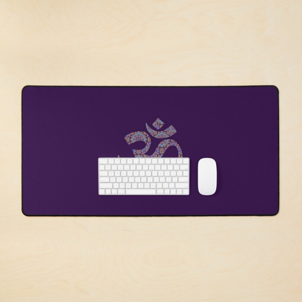 Desk Mat Om Symbol In Mandala Large Gaming Mouse Pad 35X16 Inch Purple 7802738396546