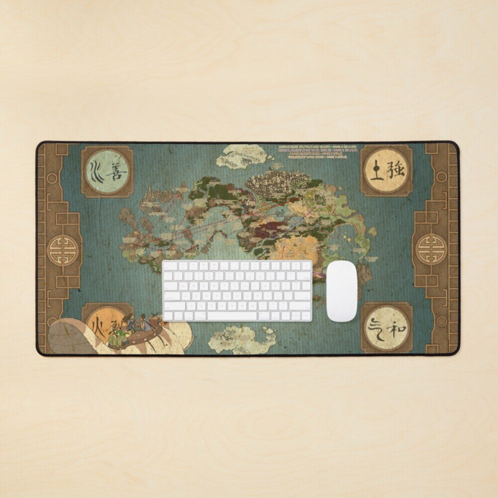 Bearlad Desk Mat Avatar The Last Air Bender Map Large Gaming Mouse Pad 35X16 Inch