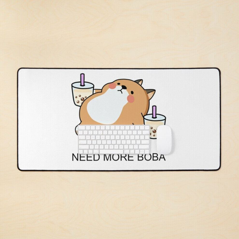 Desk Mat Lazy Shiba Needs More Boba! Large Gaming Mouse Pad 35X16 Inch 7802738337105