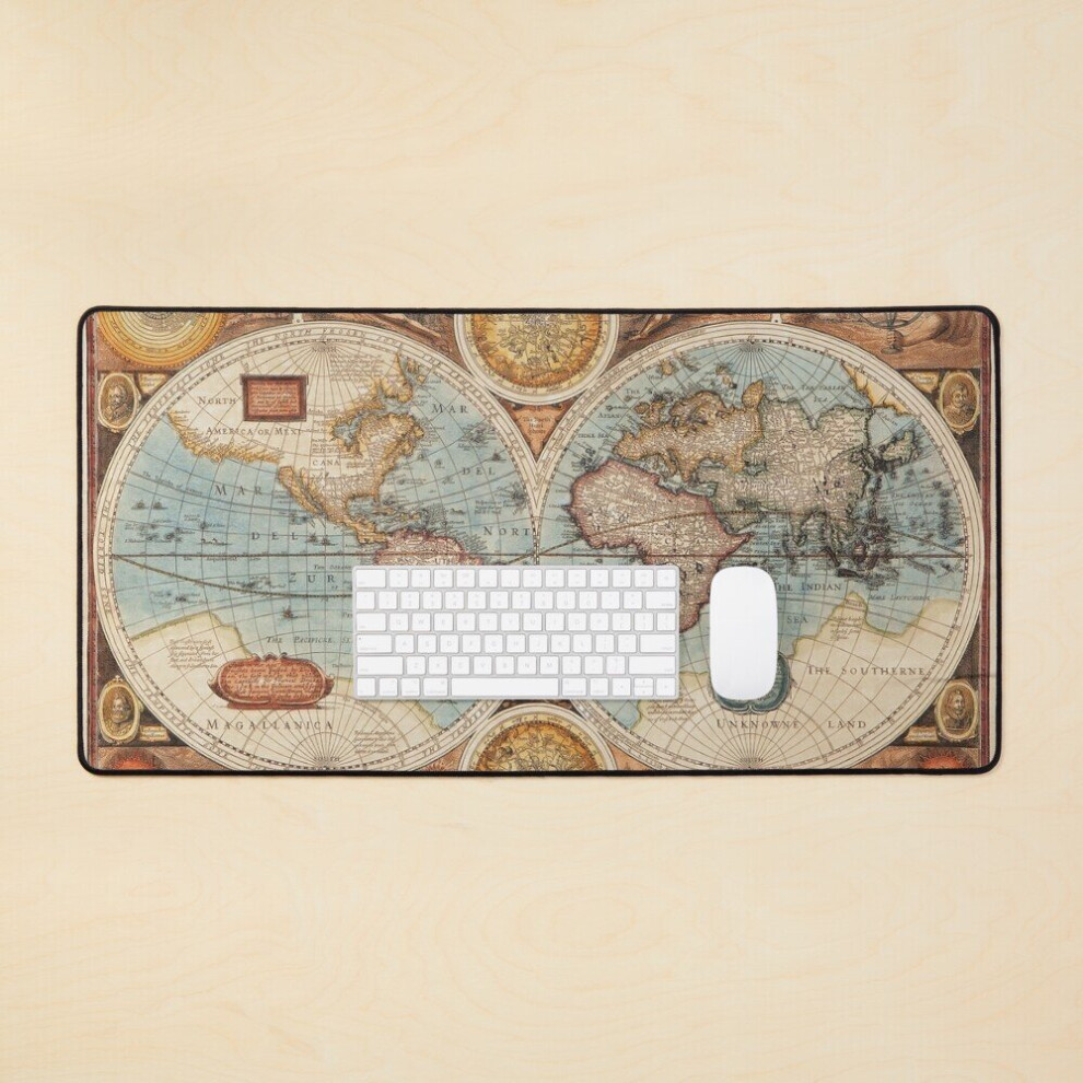 Desk Mat Vintage World Map Large Gaming Mouse Pad 35X16 Inch 7802738320589