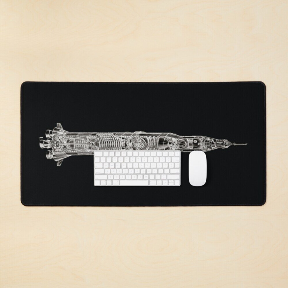 Desk Mat Apollo Saturn V Blueprint In High Resolution (All ) Large Gaming Mouse Pad 35X16 Inch Black 7802738347692