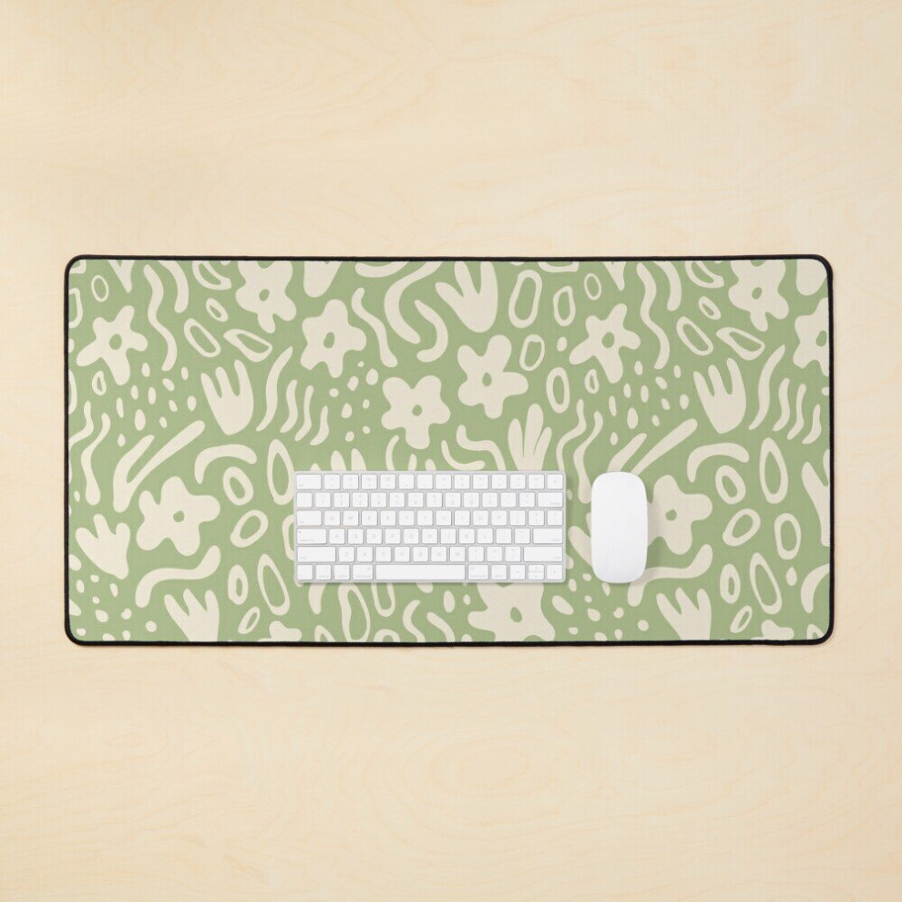 Desk Mat Abstract Botanicals - Sage Large Gaming Mouse Pad 35X16 Inch Green 7802738388381
