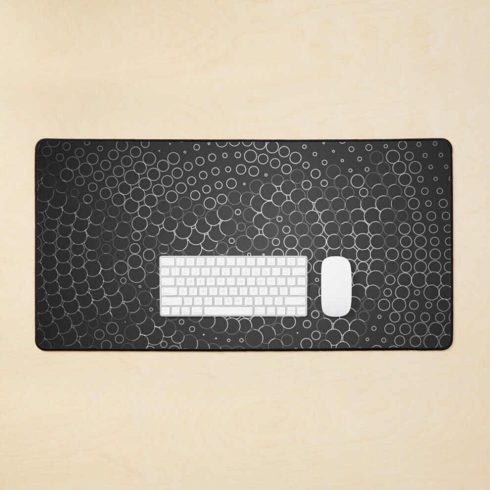 Desk Mat Abstract Circles Large Gaming Mouse Pad 35X16 Inch Black 7802738386882