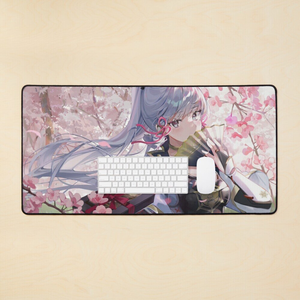 Desk Mat Cute Kamisato Ayaka Genshin Impact Large Gaming Mouse Pad 35X16 Inch 7802738314588