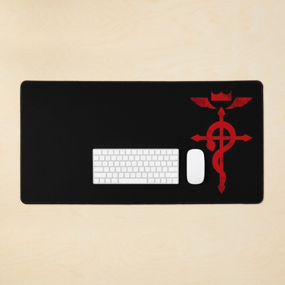 Desk Mat Fullmetal Alchemist Logo Large Gaming Mouse Pad 35X16 Inch Red 7802738333213