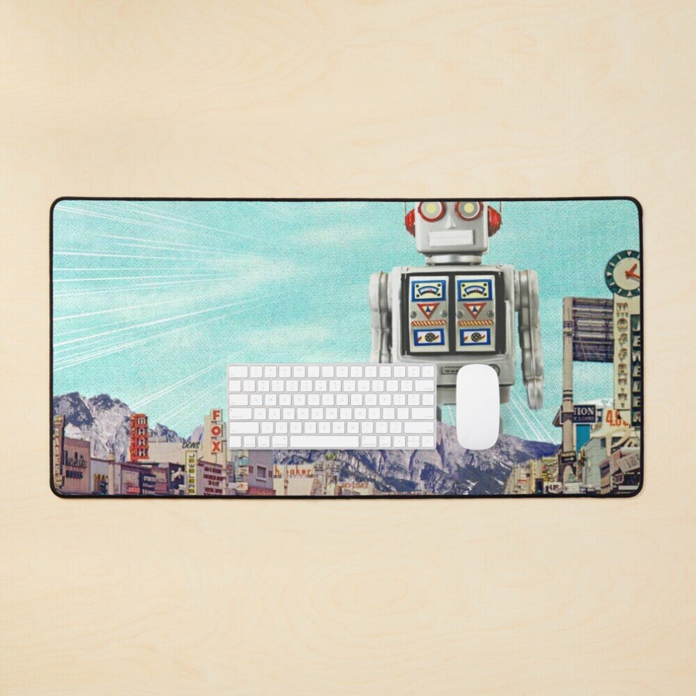 Desk Mat Robot In Town Large Gaming Mouse Pad 35X16 Inch 7802738371451