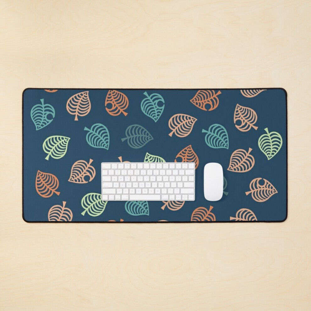 Desk Mat Nook Leaf Aloha Logo - And Tropical Colors Large Gaming Mouse Pad 35X16 Inch Green/Orange 7802738315677