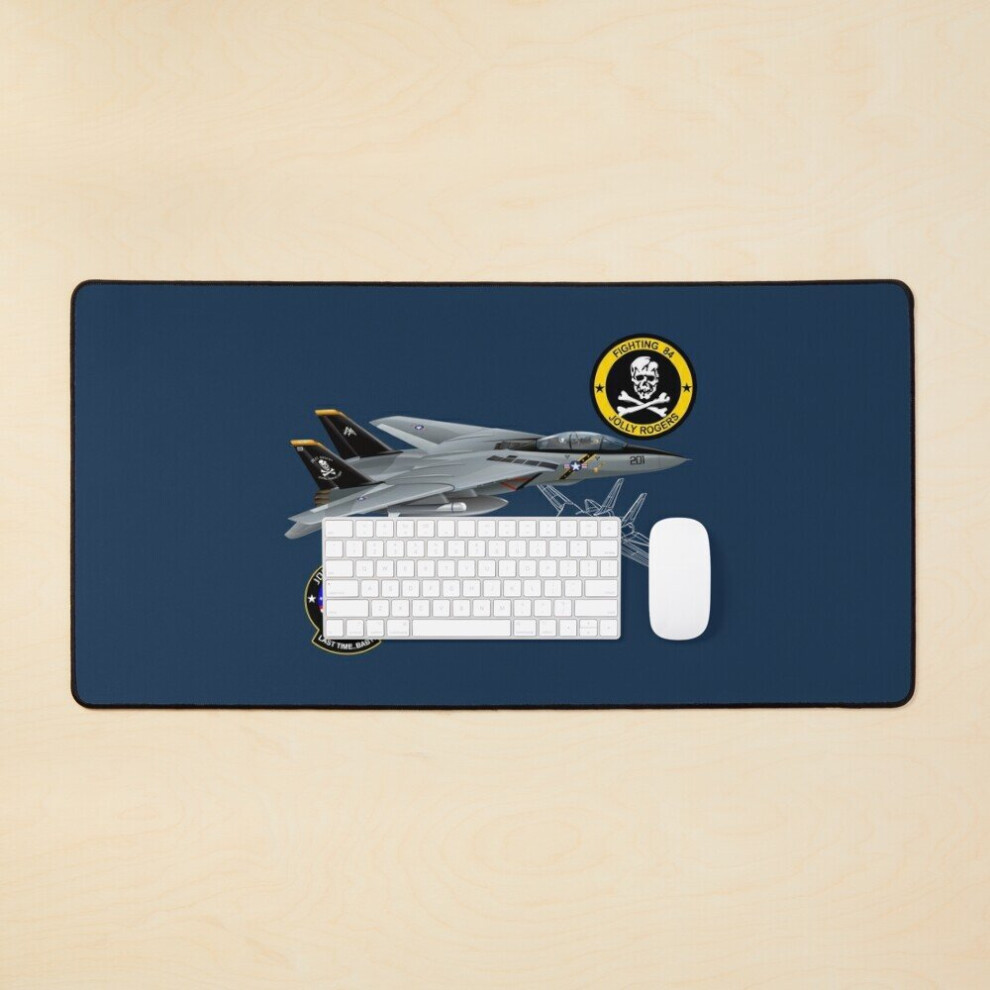 Desk Mat F-14 Tomcat - Jolly Roger Large Gaming Mouse Pad 35X16 Inch 7802738356212