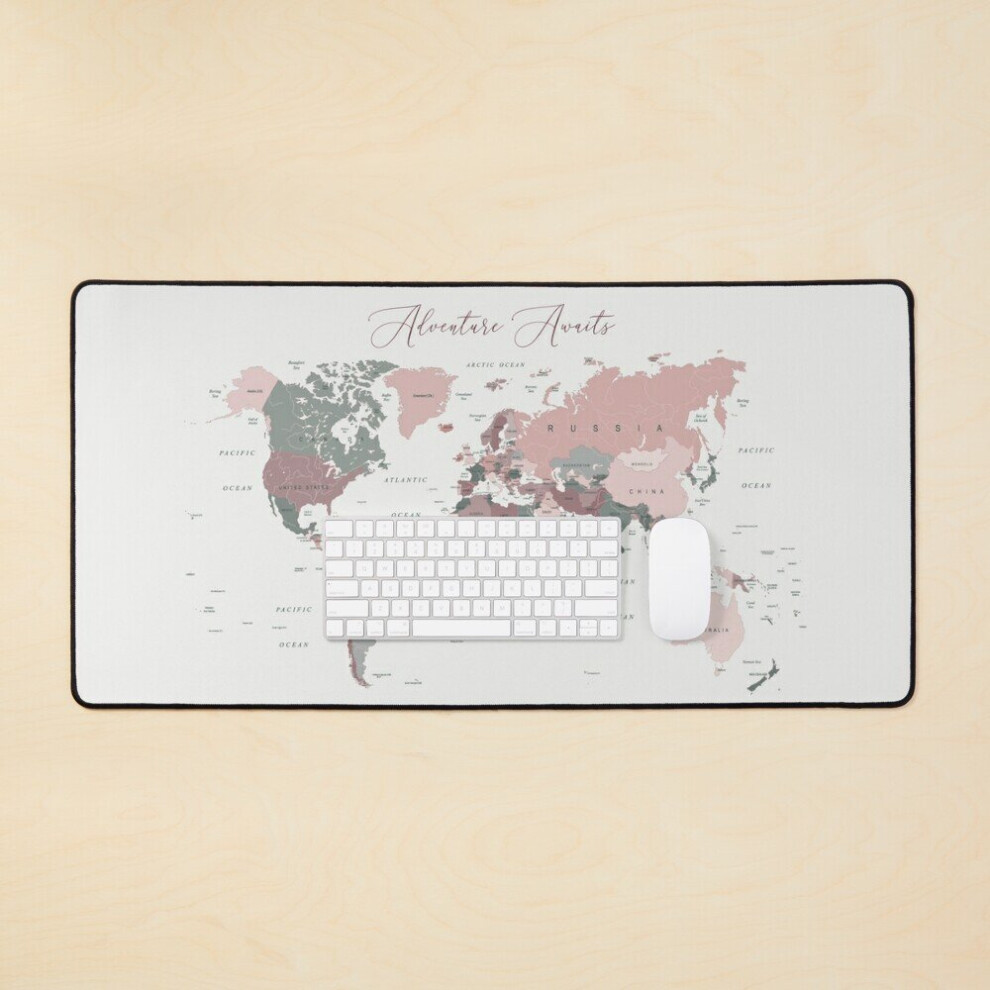 Desk Mat Adventure Awaits World Map Large Gaming Mouse Pad 35X16 Inch 7802738337341