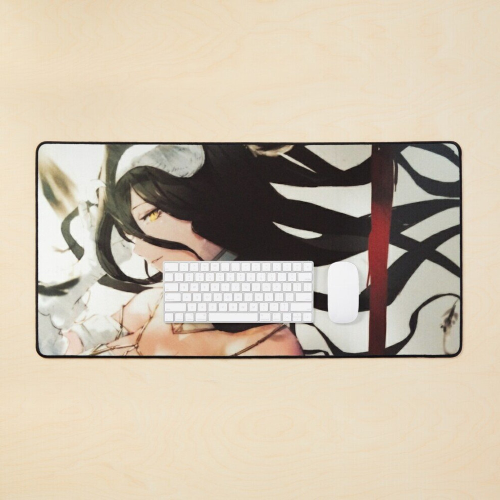 Desk Mat Kawaii 2D Waifu Albedo Succubus (Overlord Anime) Large Gaming Mouse Pad 35X16 Inch 7802738361841