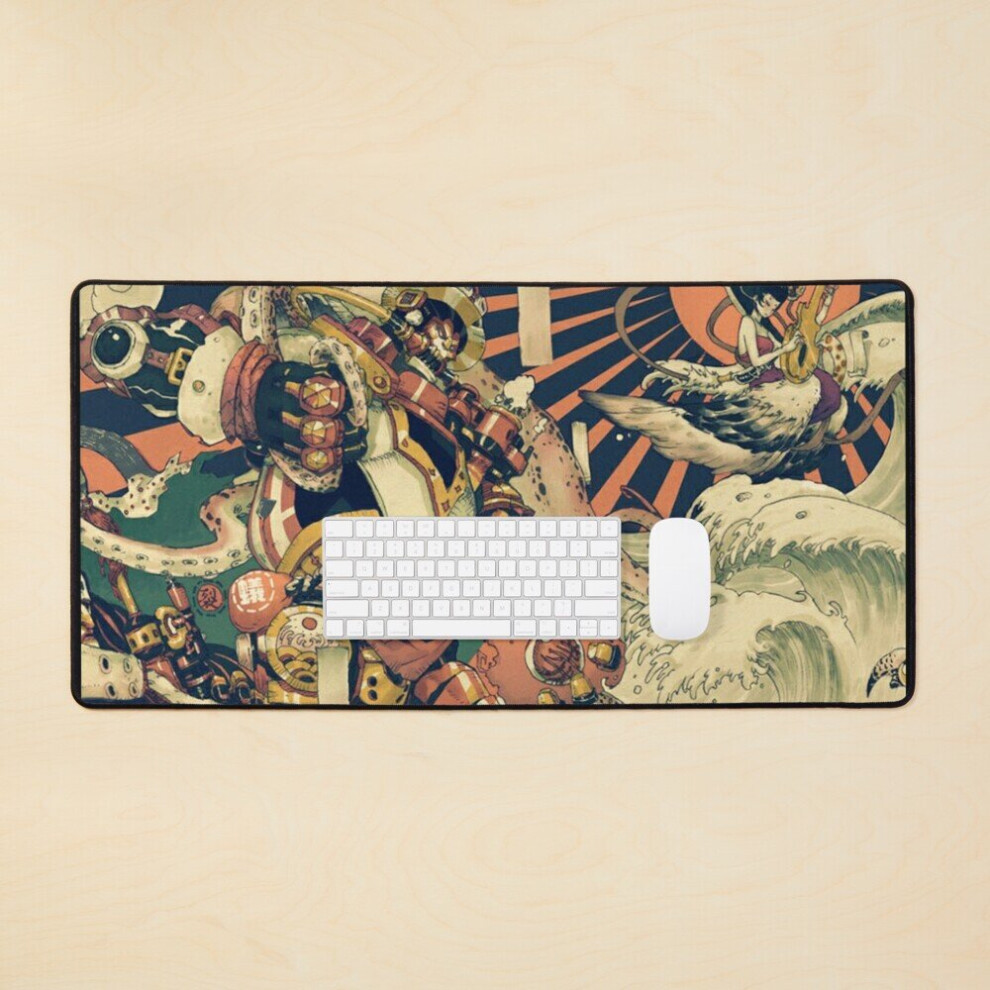 Desk Mat Vintage Japanese Oni Mecha Large Gaming Mouse Pad 35X16 Inch 7802738323221