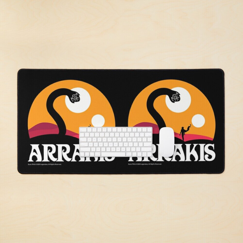 Desk Mat Fear Is The Mind Killer, Arrakis Large Gaming Mouse Pad 35X16 Inch Orange 7802738398755