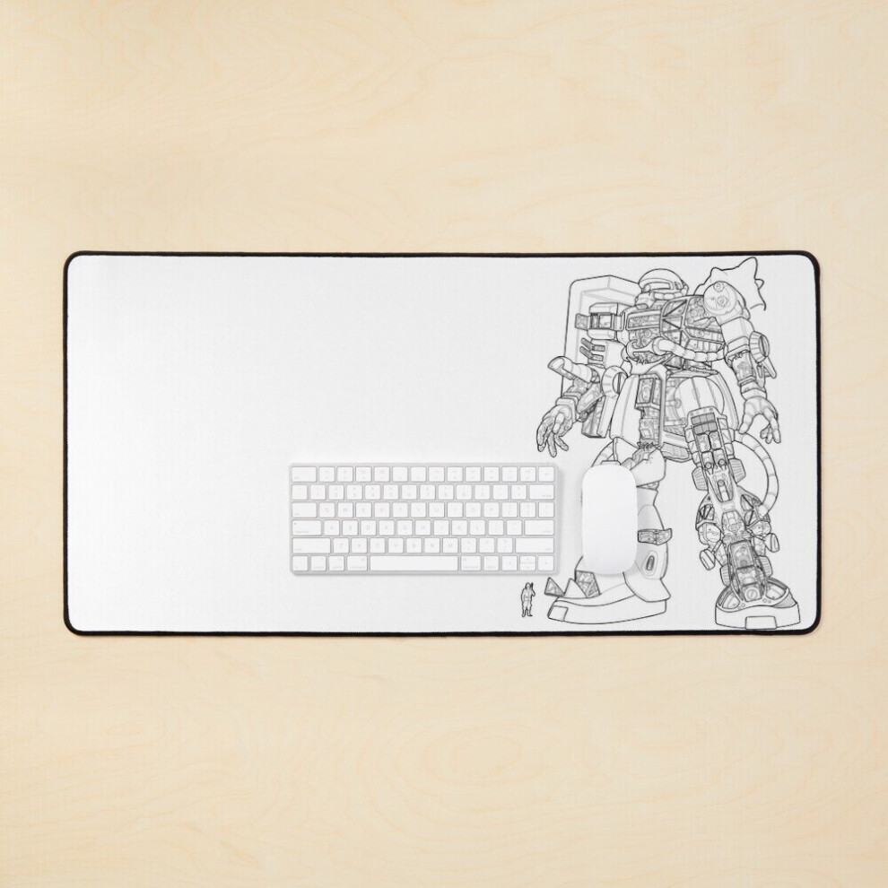 Desk Mat Zaku Ii Outline Large Gaming Mouse Pad 35X16 Inch 7802738355383