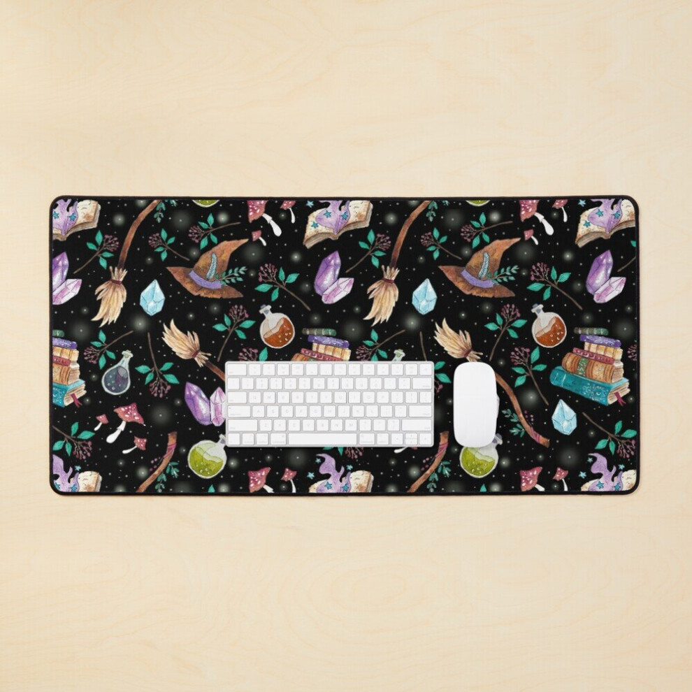 Desk Mat Witchy Things Pattern Large Gaming Mouse Pad 35X16 Inch Black 7802738318241