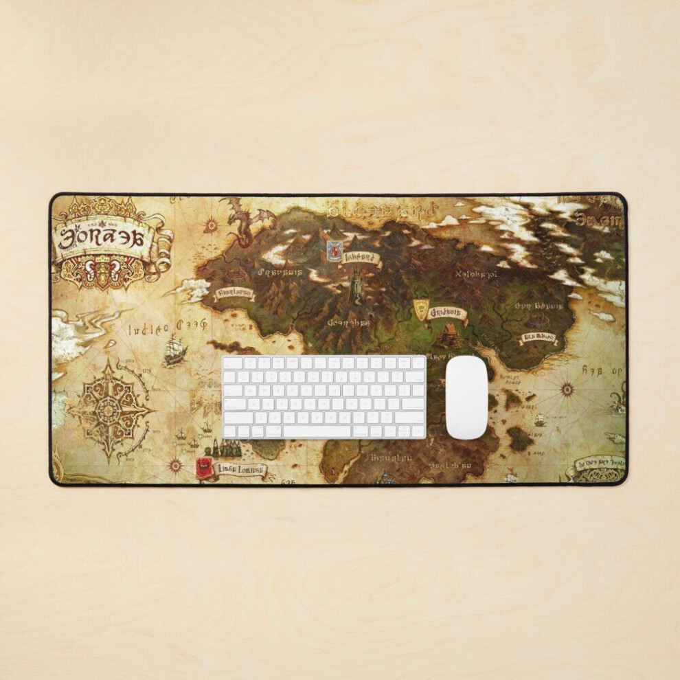 Desk Mat Eorzea Ffxiv Map Large Gaming Mouse Pad 35X16 Inch 7802738310085