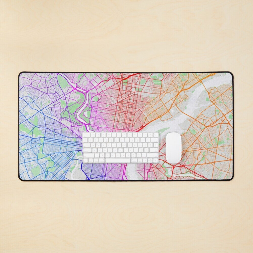 Desk Mat Philadelphia City Map Of The United States - Colorful Large Gaming Mouse Pad 35X16 Inch 7802738401783