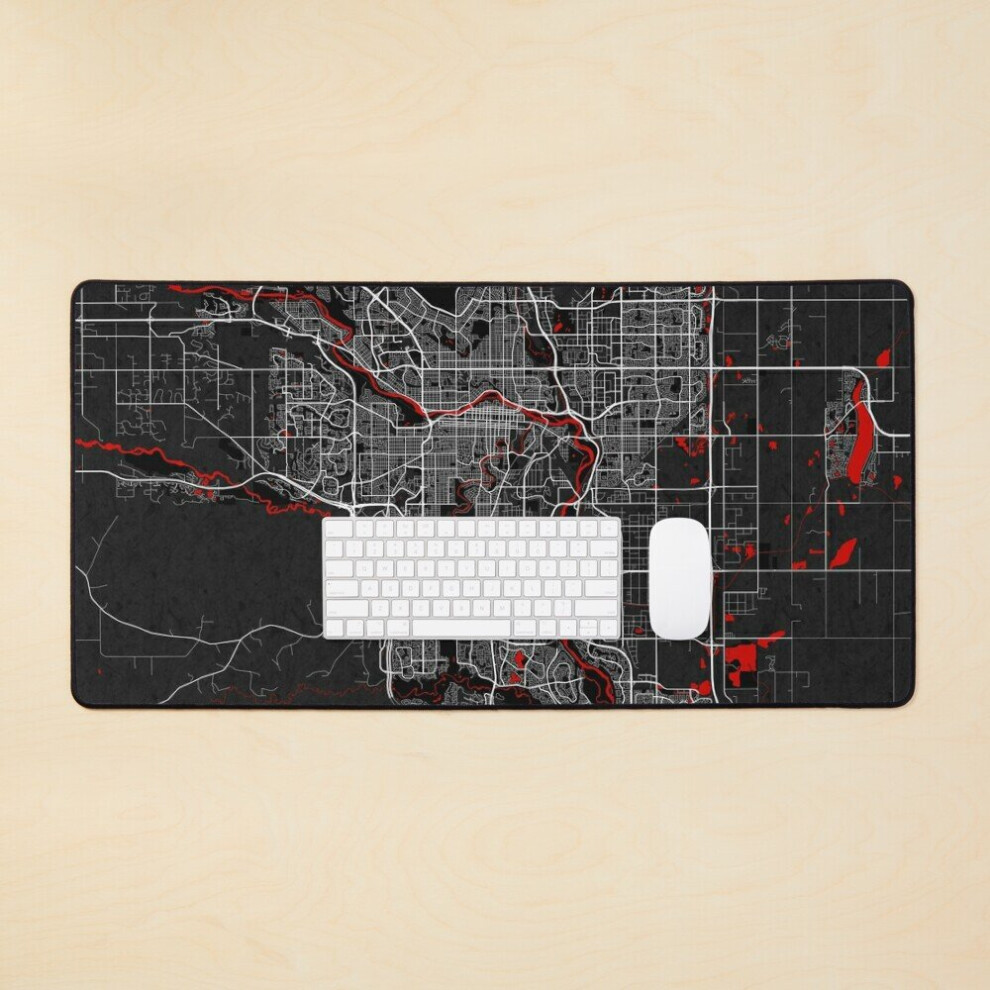Desk Mat Calgary City Map Of Alberta, Canada - Oriental Large Gaming Mouse Pad 35X16 Inch 7802738371550