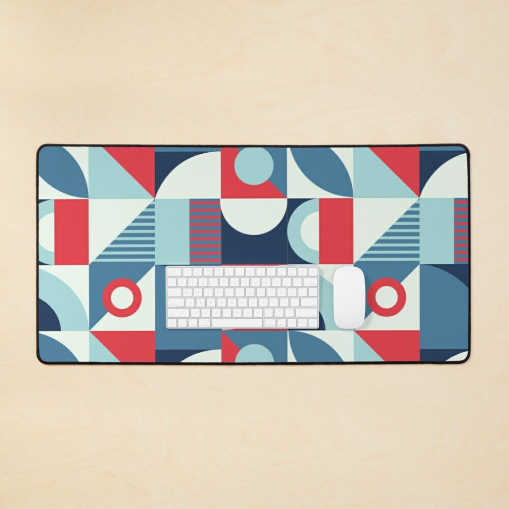 Desk Mat Mid Century Geometric Art Pattern Large Gaming Mouse Pad 35X16 Inch 7802738365801