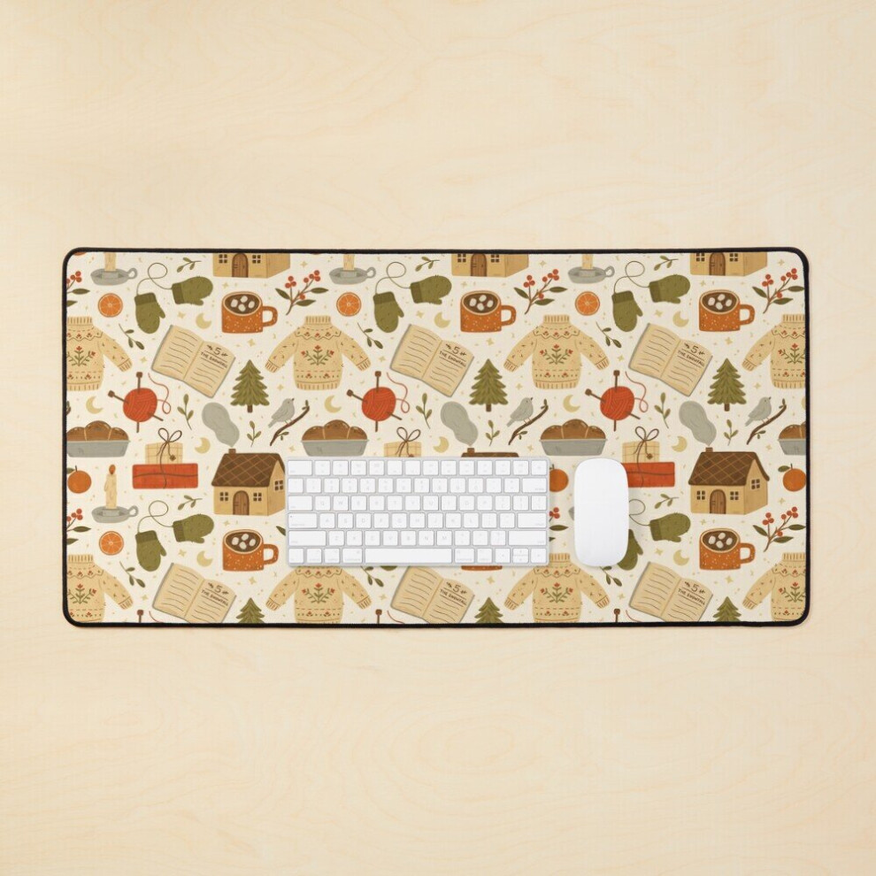 Desk Mat Winter Cottage Days Large Gaming Mouse Pad 35X16 Inch 7802738406245