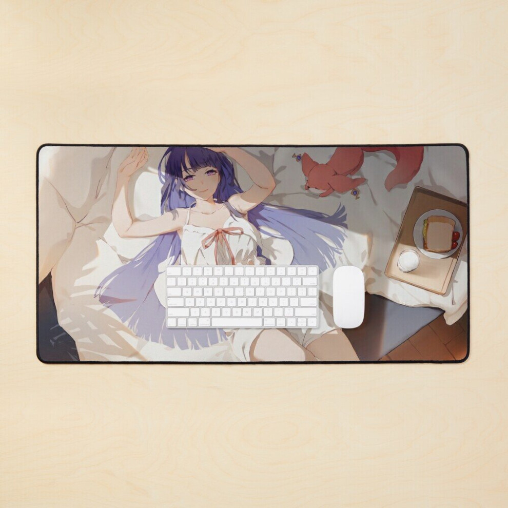 Desk Mat Cute Raiden Shogun Genshin Impact Large Gaming Mouse Pad 35X16 Inch 7802738389418