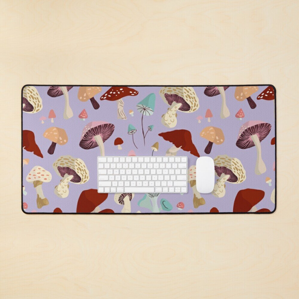Desk Mat Mushroom Pattern Illustration - Large Gaming Mouse Pad 35X16 Inch Lilac 7802738409727