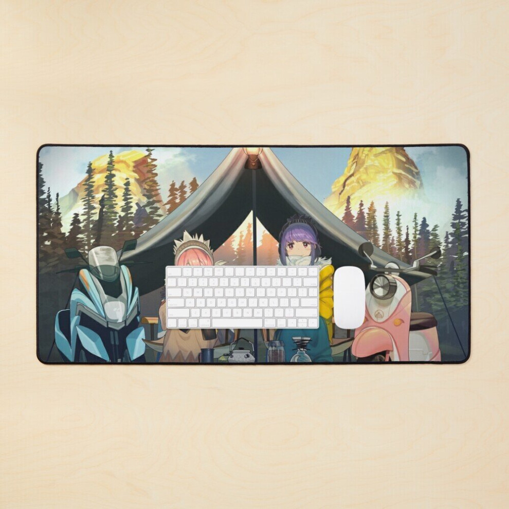 Desk Mat Laid Back Camp Chill Tea And Coffee Shima Rin X Nadeshiko - Yuru Camp Large Gaming Mouse Pad 35X16 Inch 7802738323252